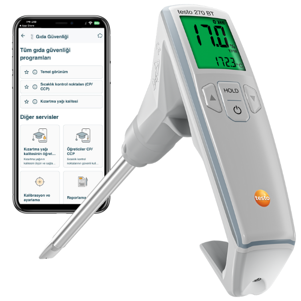 Testo 270 BT Akıllı Kızartma Yağı Kalite Ölçer | Ücretsiz Uygulama İle (Polar Madde Ölçer)